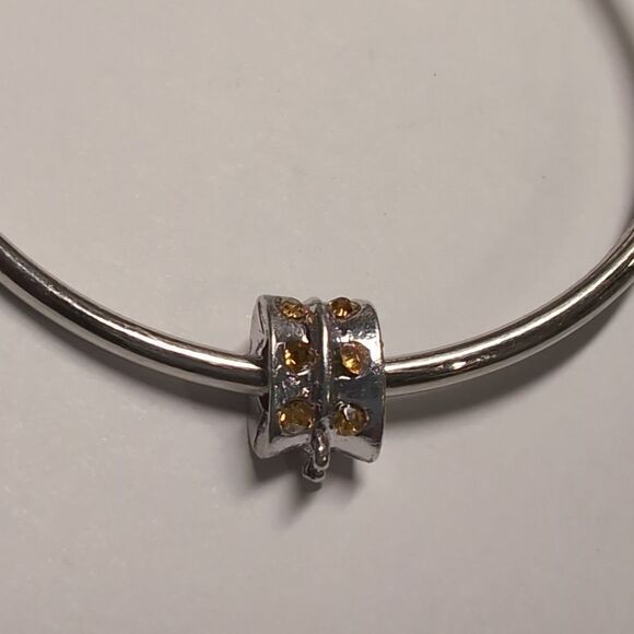 Silver with Yellow Rhinestones‎ Butterfly Charm for Pandora Style Bracelet - Picture 2 of 3